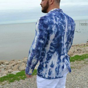 Saks Silk Blazer Coat navy Purple Med Large 42 44